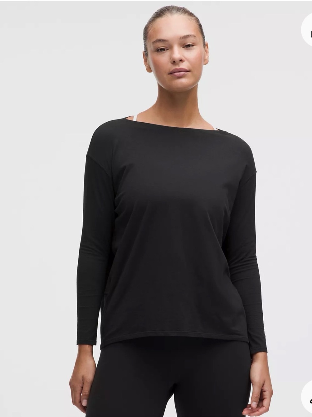 Lululemon Back In Action black top 
Cotton-Blend Long-Sleeve Sz 10